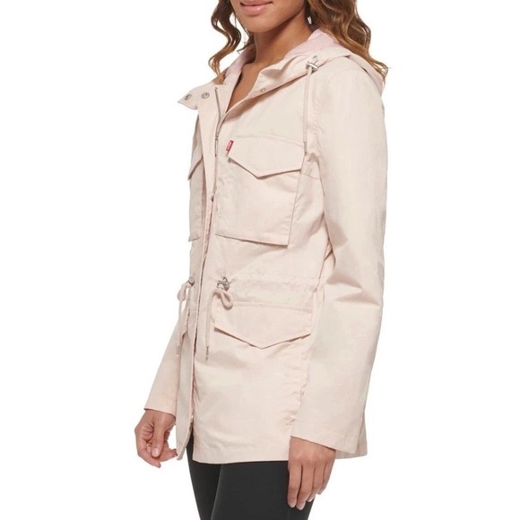 Levi's Women's 2XL Four Pocket Hooded Military Jacket Peach‎ Puree Pink NWT - Picture 6 of 16